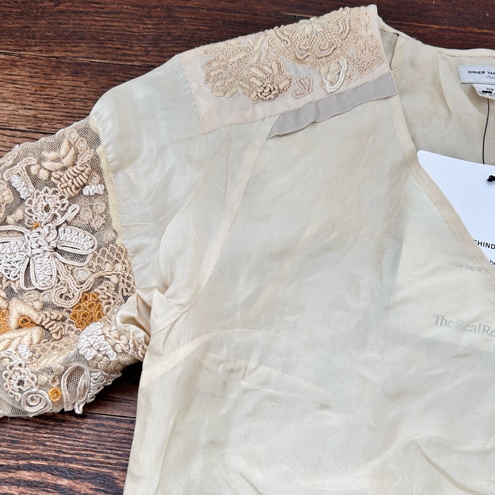 Dries Van Noten Cream Embroidered Silk/Cotton Blouse - Picture 5 of 7